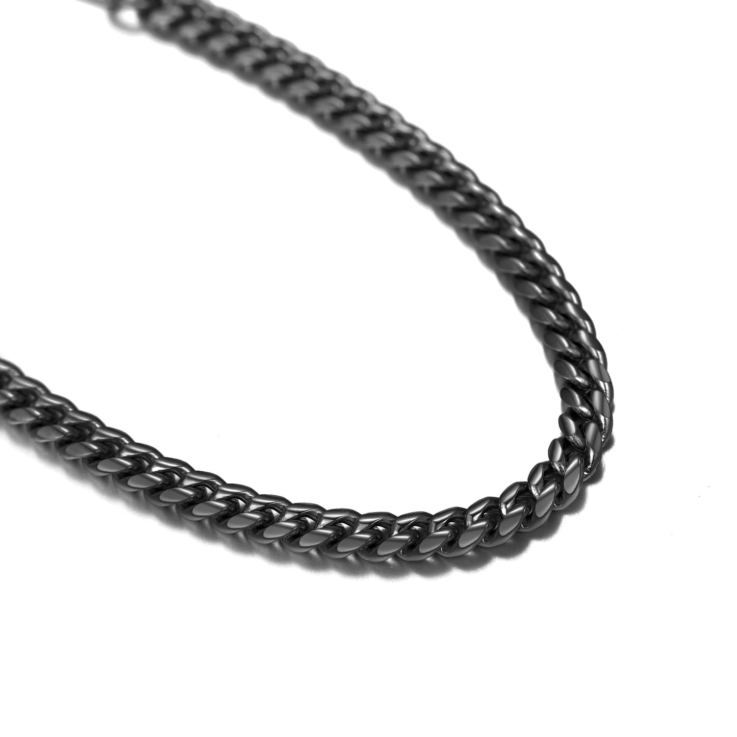 Cuban Link Black 6MM Wide Chain Bracelets Punk Mens Women Jewelry Gift, 19" Length