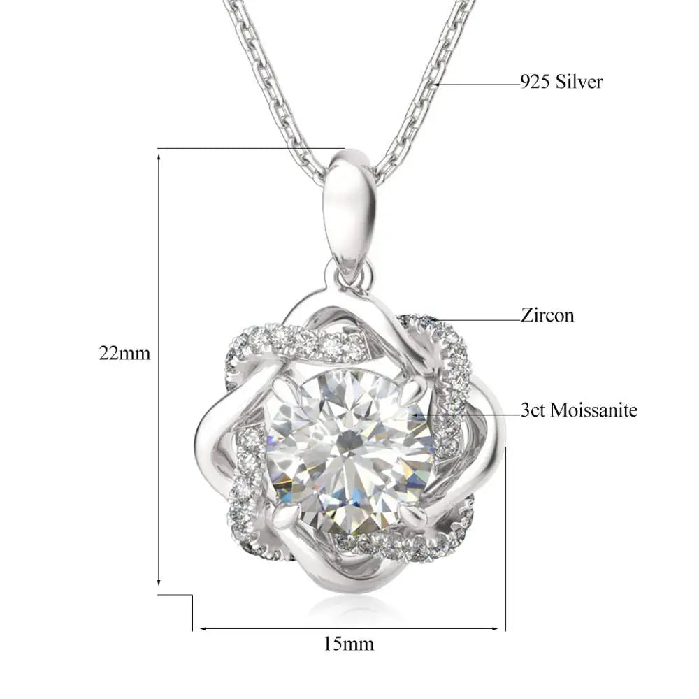 Birthday Jewelry Gift Star of David 3Ct Moissanite Necklace Pendant for Women Certified Silver 925 Jewelry 2024 Trending